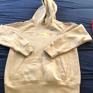 Nike Tan Hoodie with Green Logo and Nike Tee shirt